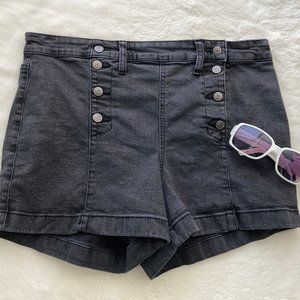 No Boundries Black Denim Double Button  High Rise Shorts 13 Jr